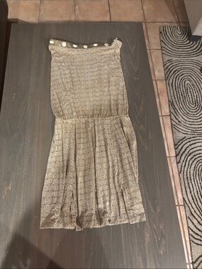 Sleeveless Midi Dress with Geometric Print - Taupe
